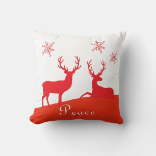 Red and White Hjort jul Pillow Peace Kudde