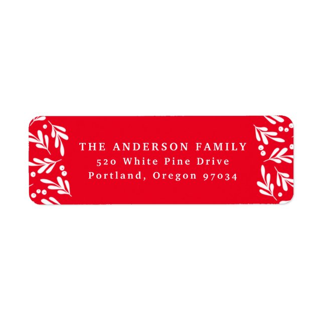 Red and White Holly Berries | HELGDAG ADRESS Returadress Etikett (Framsidan)