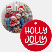 Red and White Holly Jolly Typography Photo