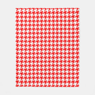 Red and White Houndstooth Check Fleecefilt