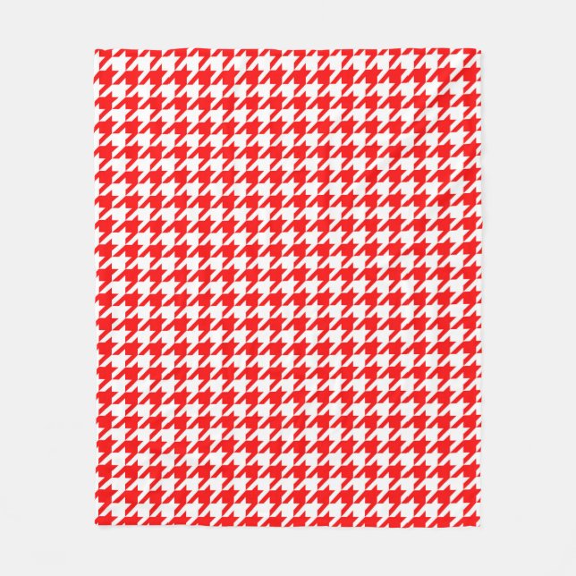 Red and White Houndstooth Check Fleecefilt (Framsidan)