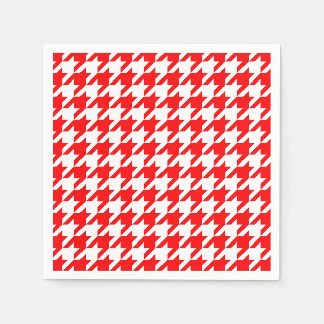 Red and White Houndstooth Check Pappersservett (Framsidan)