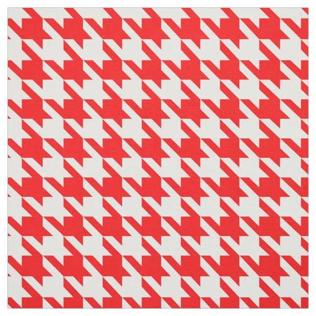 Red and White Houndstooth Check Tyg (Provkarta)