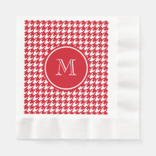 Red and White Houndstooth Your Monogram Pappersservett