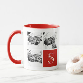 Red and White Instagram Photo Collage Monogram Mugg