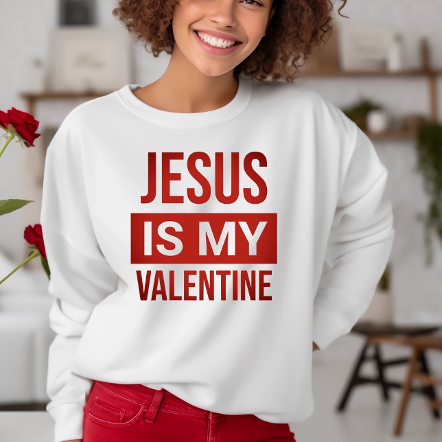 Red and White Jesus är min kristne Alla hjärtans k T Shirt (Red and White Jesus Is My Valentine Christian Sweatshirt)