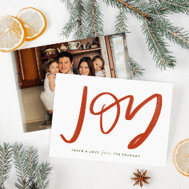 Red and White Joy Photo Flat Helgdag Card Julkort