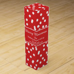 Red and White jul Confetti Hälsning Presentask För Vinflaska<br><div class="desc">Röd bakgrund och vit kometti julvinets presentlåda.</div>