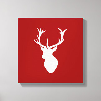 Red and White jul Hjort Stag Head Canvastryck