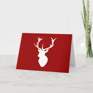 Red and White jul Hjort Stag Head Helgkort