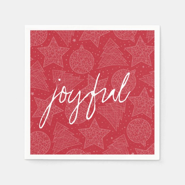 Red and White jul Mönster Pappersservett Set (Framsidan)