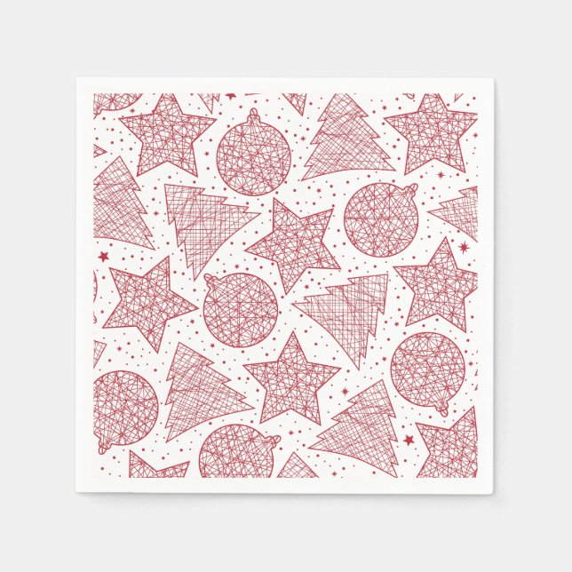 Red and White jul Mönster Pappersservett Set (Framsidan)