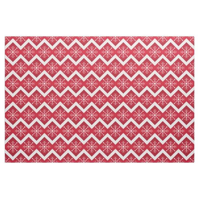 Red and White jul Snöflingor Chevron Mönster Tyg (Fat Quarter)