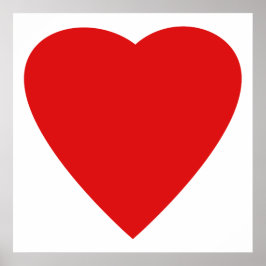 Red and White Kärlek Heart Design. Poster
