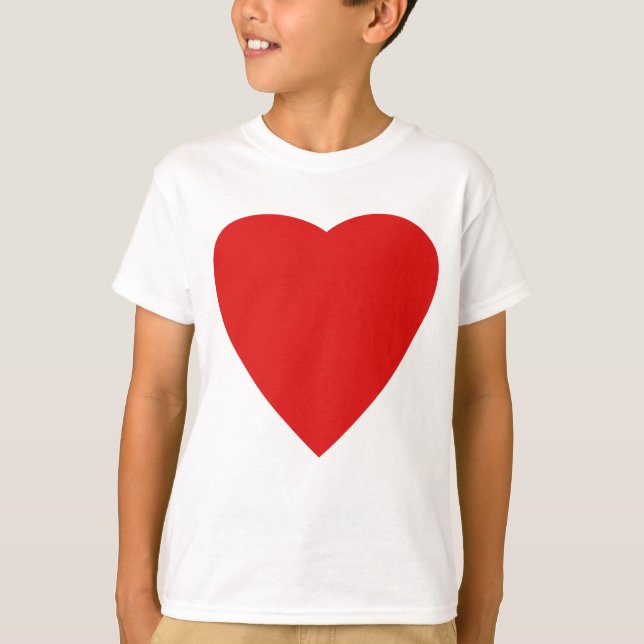 Red and White Kärlek Heart Design. Tee (Framsida)