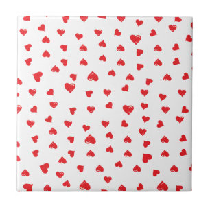 Red and White Kärlek Heart Kakelplatta