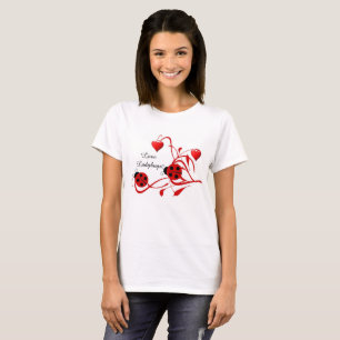Red and White Kärlek Ladybugs Bella Mode Shirt T-shirt