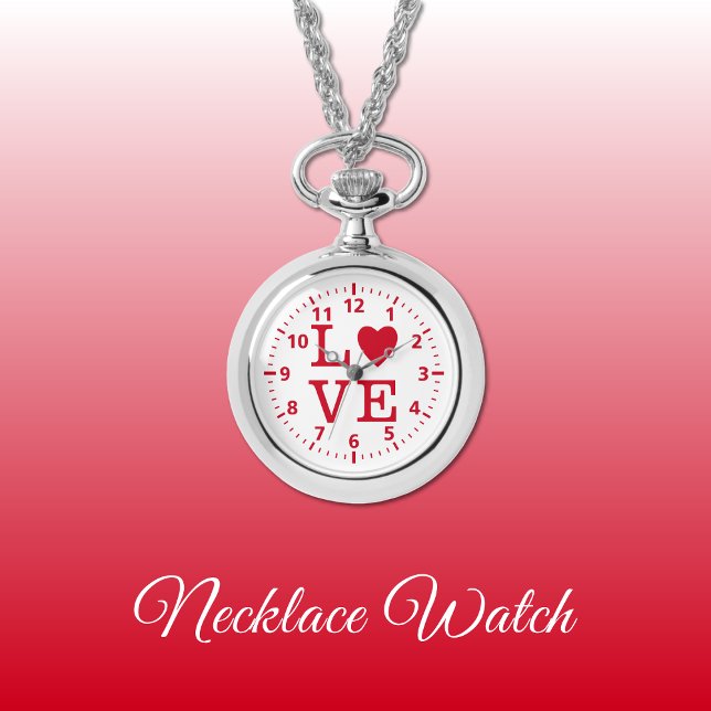 Red and white Kärlek Necklace Watch Armbandsur (Skapare uppladdad)