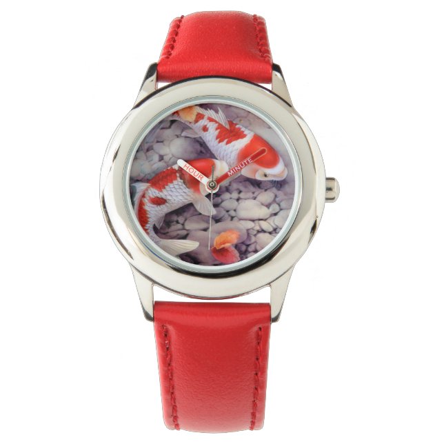 Red and White Koi Fish Pond Armbandsur (Framsida)