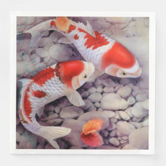 Red and White Koi Fish Pond Pappersservett