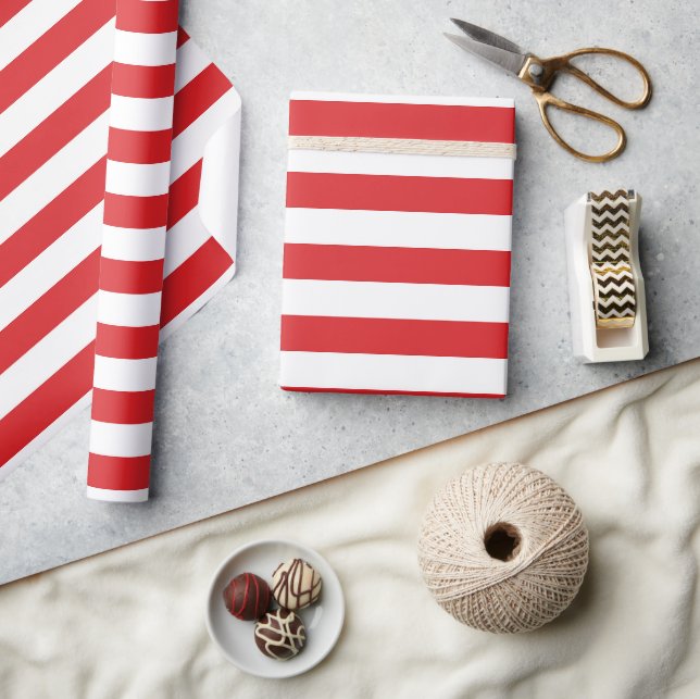 Red and White Large Candy Rand Presentpapper (Hantverk)