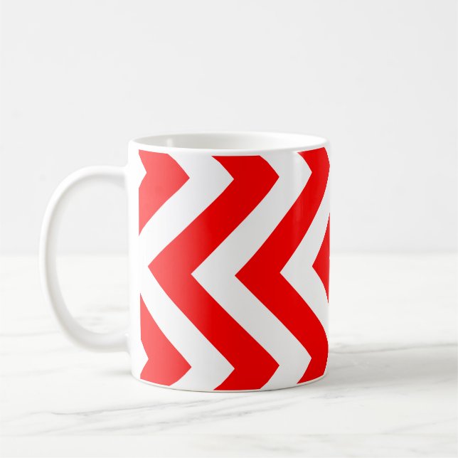 Red and White Large Lodrät Chevron Mönster Kaffemugg (Vänster)