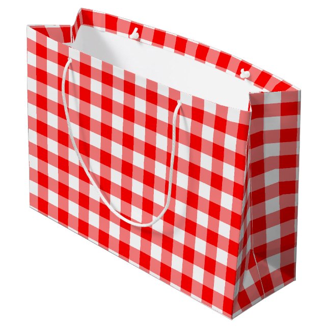 Red and White Large Storlek Gingham Checks (Baksidan Vinklad)