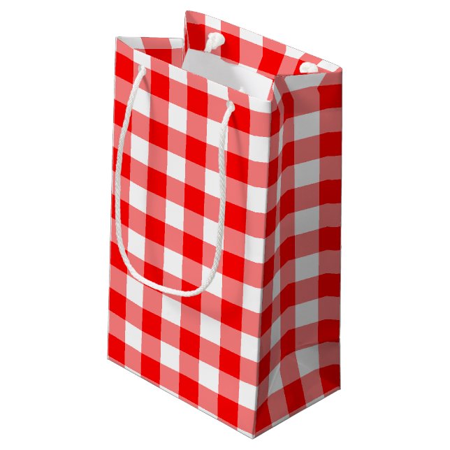 Red and White Large Storlek Gingham Checks (Baksidan Vinklad)