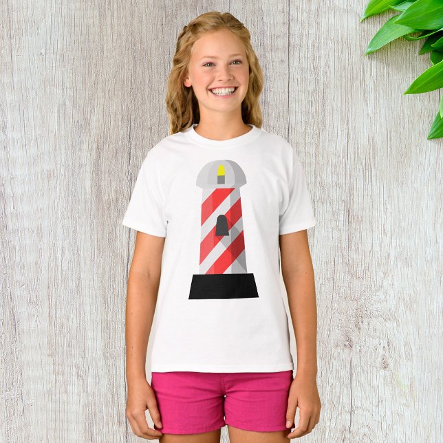 Red and White Lighthouse Girls T-Shirt (Skapare uppladdad)