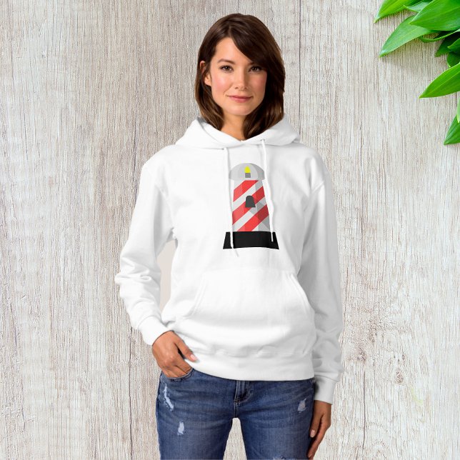 Red and White Lighthouse Womens Hoodie T Shirt (Skapare uppladdad)