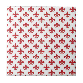 Red and White loppur-de-lys Kakelplatta