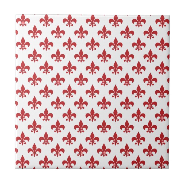 Red and White loppur-de-lys Kakelplatta (Framsidan)
