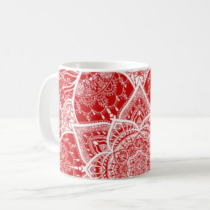 Red and White Mandala - Loergann in Cherry Kaffemugg