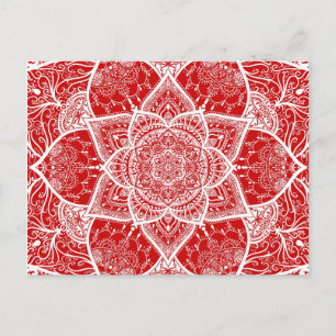 Red and White Mandala - Loergann in Cherry Vykort