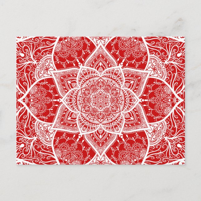 Red and White Mandala - Loergann in Cherry Vykort (Framsida)