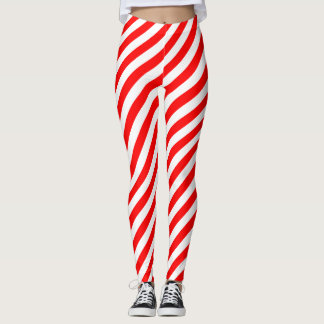 Red and White Medium Storlek Diagonal Rand Leggings
