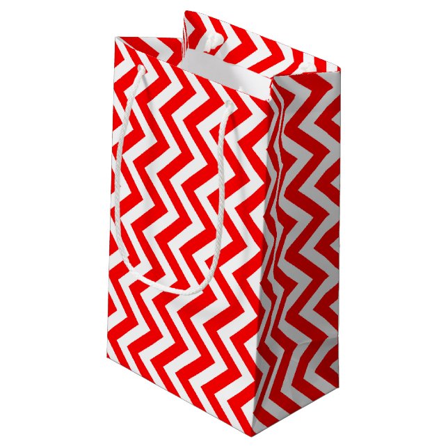 Red and White Medium Storlek Lodrät Chevron (Baksidan Vinklad)