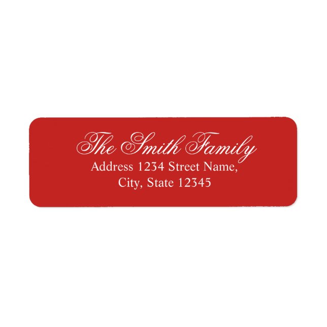 Red and White Modern Elegant Family Namn Returadress Etikett (Framsidan)