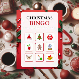Red and White Modern jul Bingo jigszle Puzzle Pussel