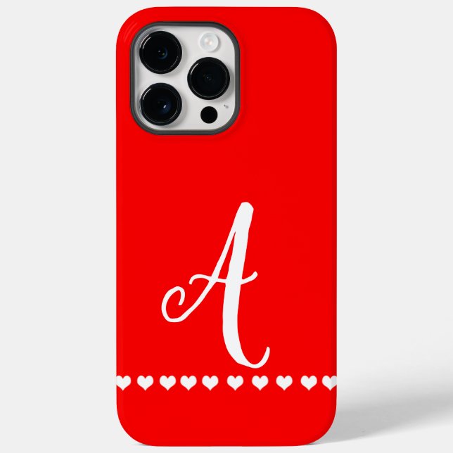 Red and White Monogram Initial Fodral-Mate iPhone  (Baksida)
