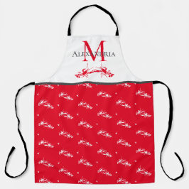 Red and White Monogram Namn Lobster Mönster