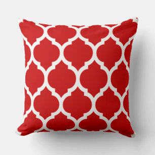 Red and White Moroccan lattice Kudde