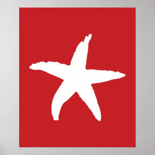 Red and White Nautical Star Poster