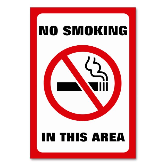 Red and White No Smoking Bordsnummer (Framsidan)