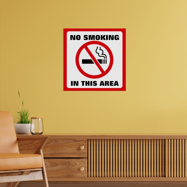 Red and White No Smoking Poster (Vardagsrum 2)