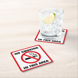 Red and White No Smoking Underlägg Papper Kvadrat
