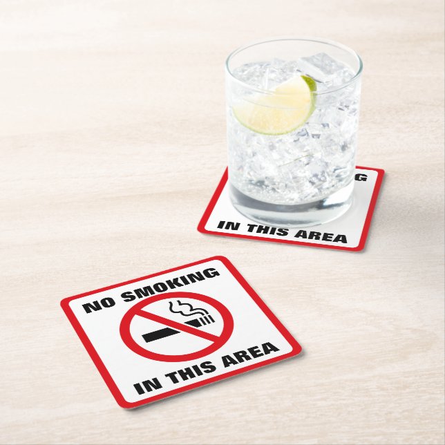 Red and White No Smoking Underlägg Papper Kvadrat (Insitu)