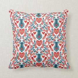 Red and White Nordic Stil Hjort Cushion Kudde