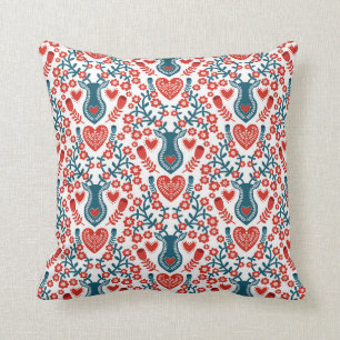 Red and White Nordic Stil Hjort Cushion Kudde