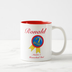 Red and White Number One Homeschool Pappa Två-Tonad Mugg